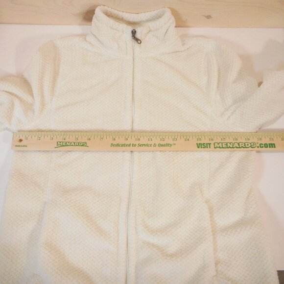 Exertek Women's size L Fleece Jacket Full Zip Pockets Mock Neck Cozy Ivory - Picture 5 of 9